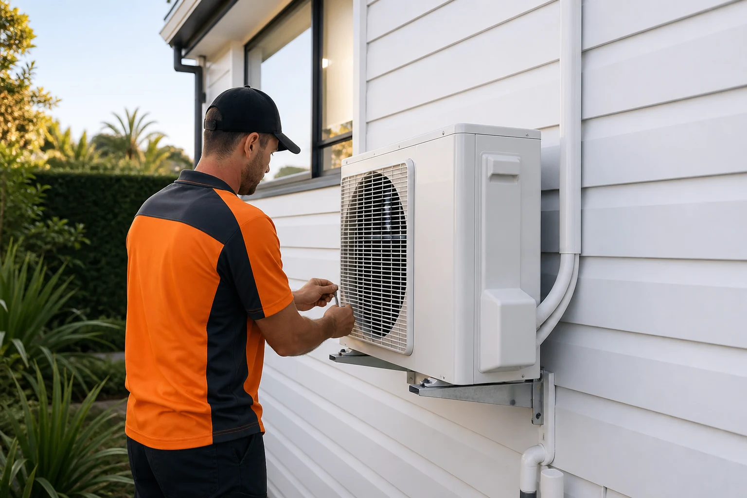 Professional heat-pump installation on a contemporary New Zealand home